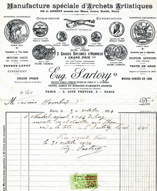 Facture Eugène Sartory violon